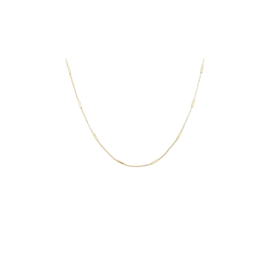 Thin Box Chain Link Bar Necklace, Gold