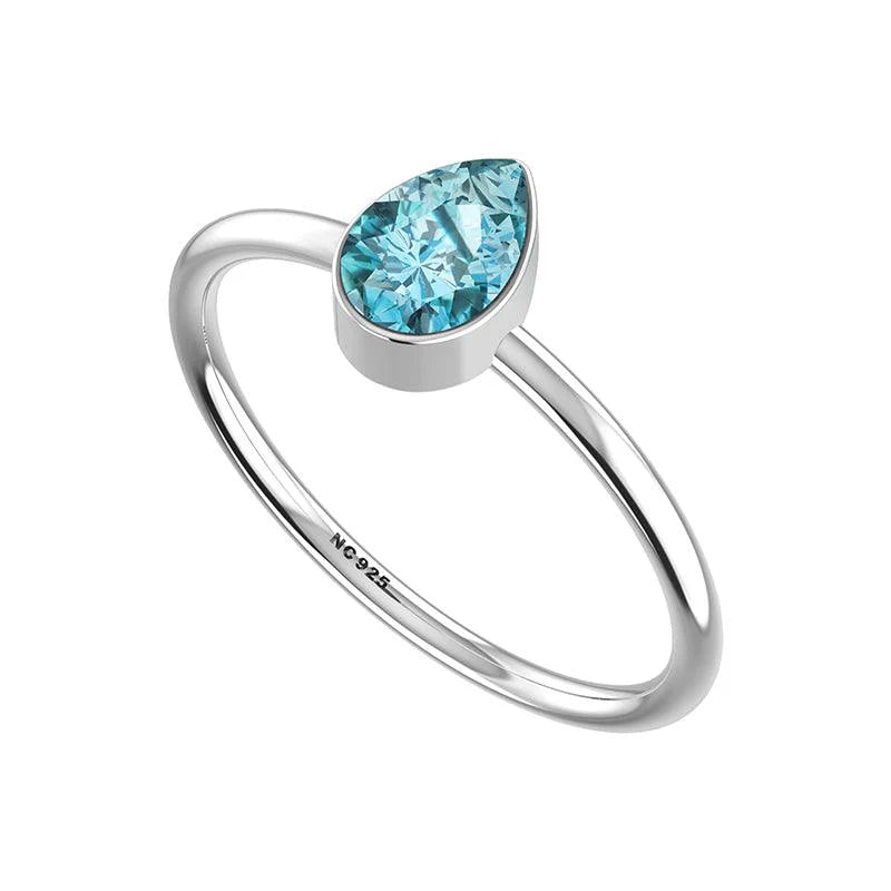 Stackable Bezel Ring Set, Sterling Silver, Aquamarine, 2MM