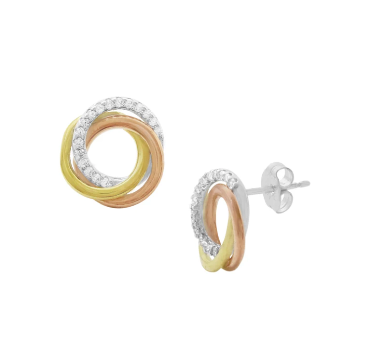 Tricolor Stud Knot Earrings