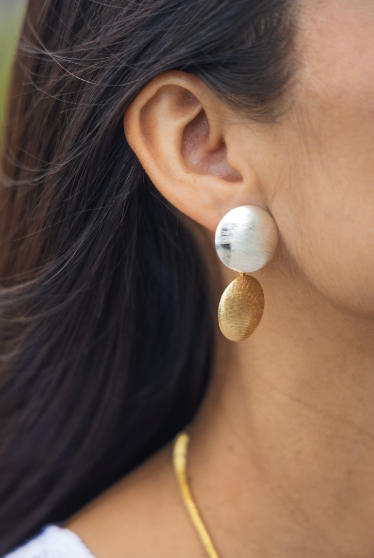 Two-tone Drop Earrings