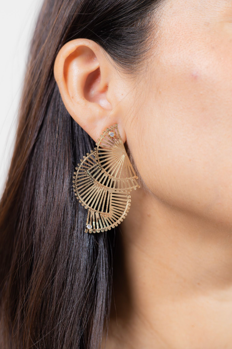 Shan Drop Earrings, Gold, Zirconium