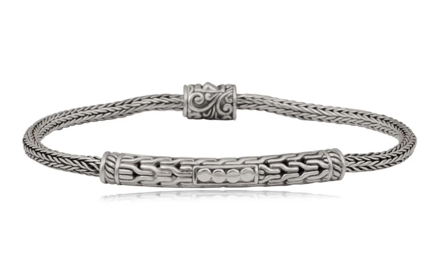 Balinese Dot Station Bracelet, Silver, 5MM